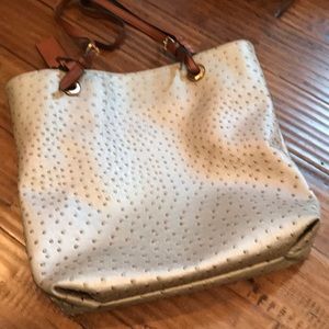 Rose Gold Shimmer Ostrich Tote